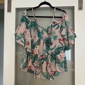 Cold shoulder Hawaiian floral blouse